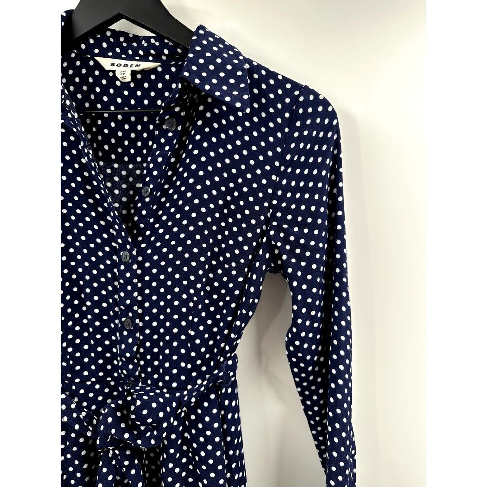 Boden Dark Blue Midi Dress with White Dots - Picture 6 of 8